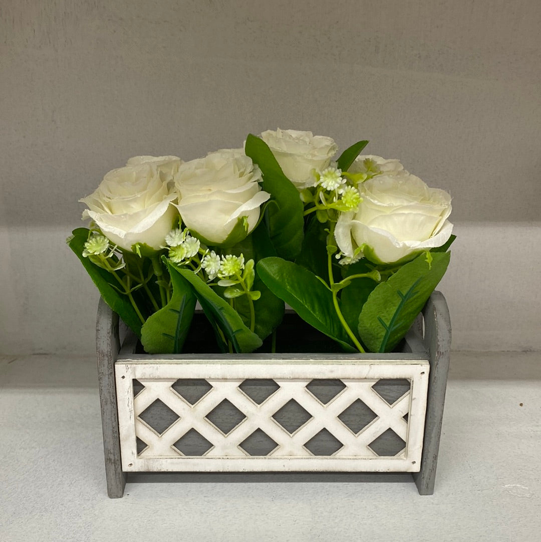Artificial Plastic Plants Rose White 仿真玫瑰盆栽