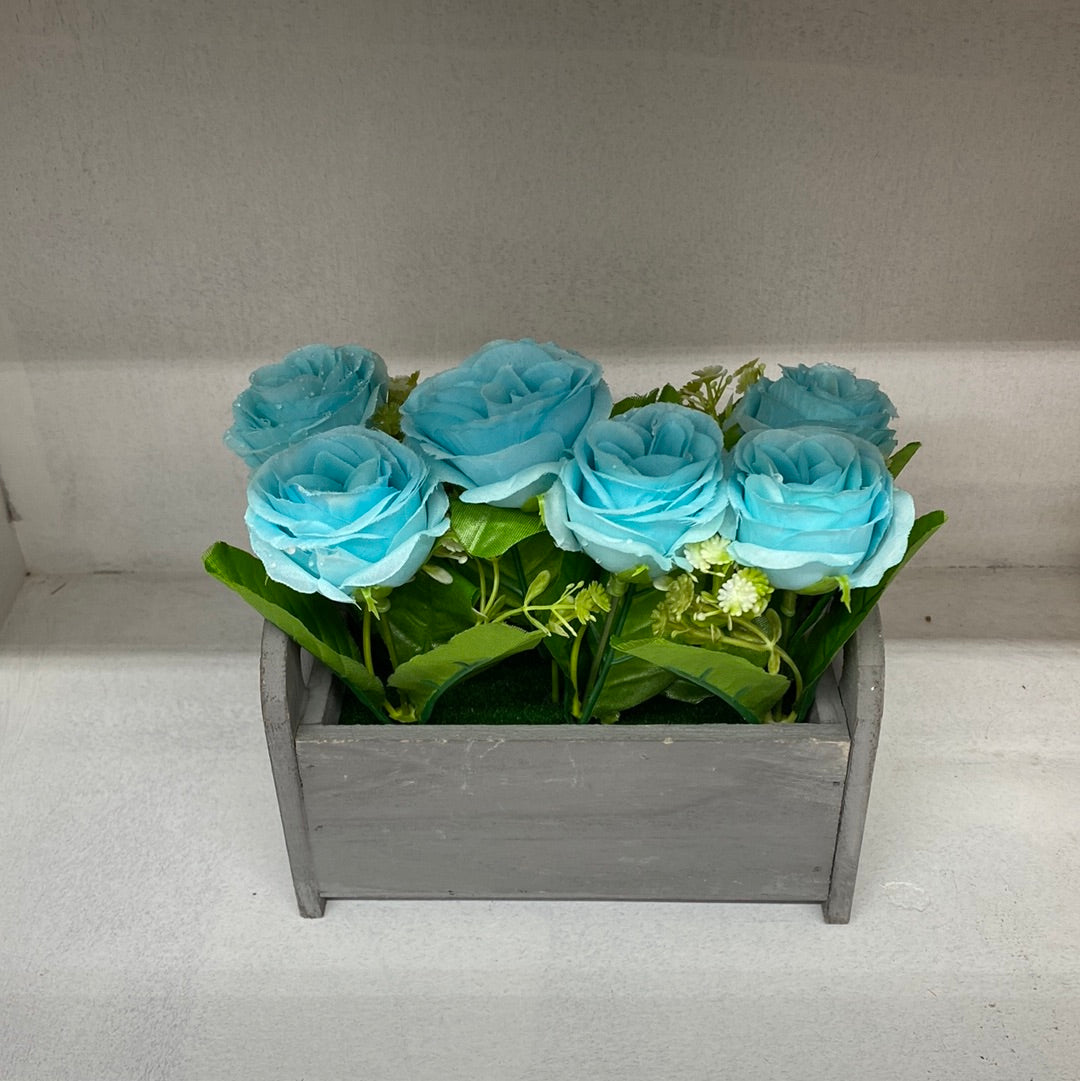 Artificial Plastic Plants Rose Turquoise 仿真玫瑰盆栽