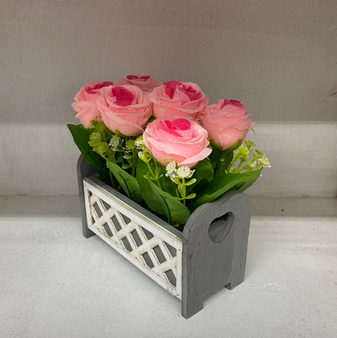 Artificial Plastic Plants Rose Light Pink 仿真玫瑰盆栽