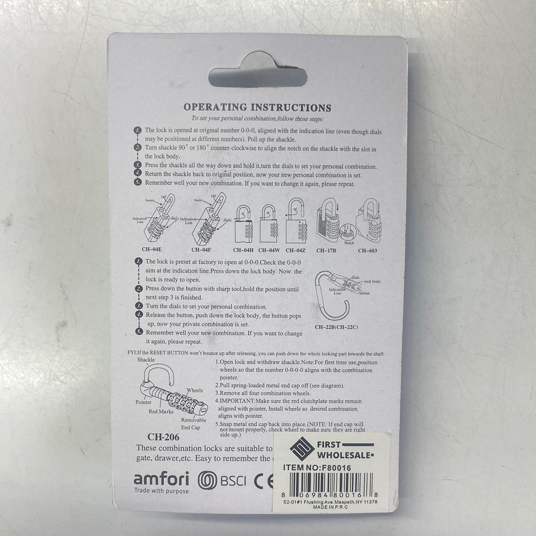 Resettable Combination Padlock 数字密码锁