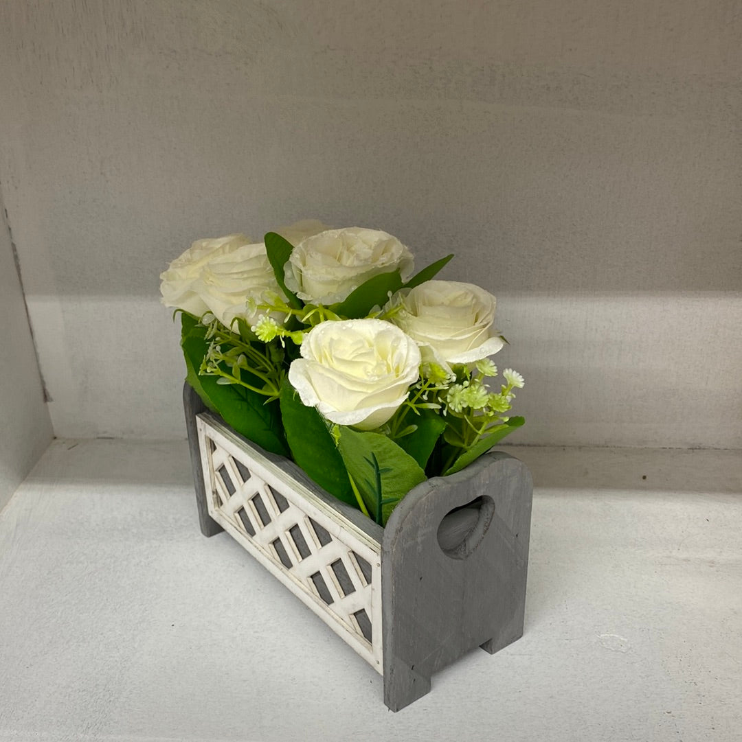 Artificial Plastic Plants Rose White 仿真玫瑰盆栽